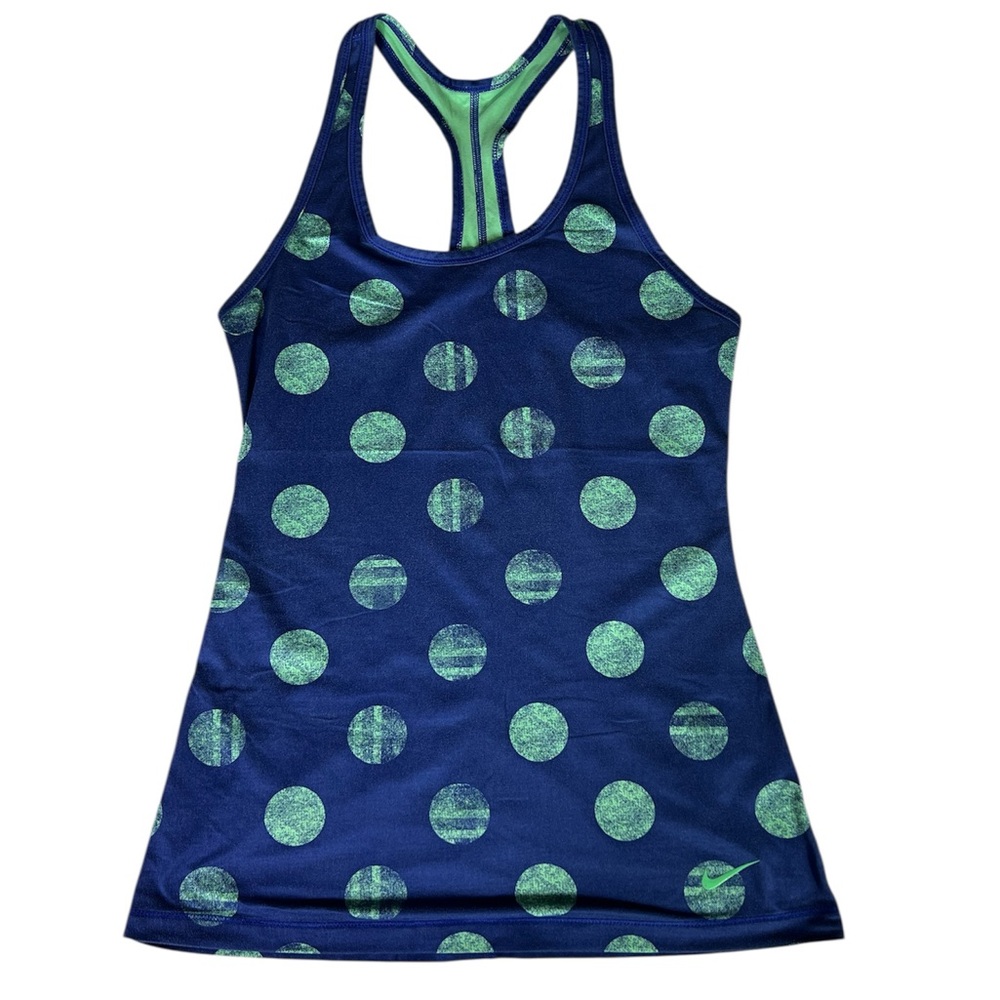 Nike Dri Fit Racerback Polka Dot Tank Top Blue Green 526406-487 Women's Small S